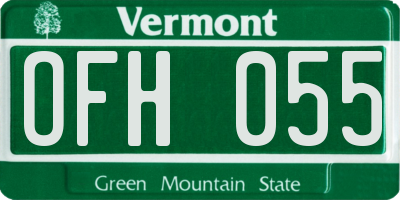 VT license plate OFH055