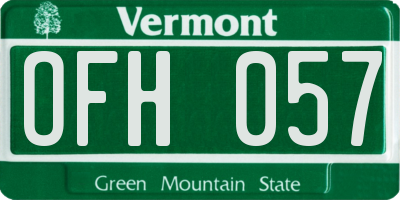 VT license plate OFH057