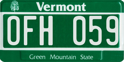 VT license plate OFH059