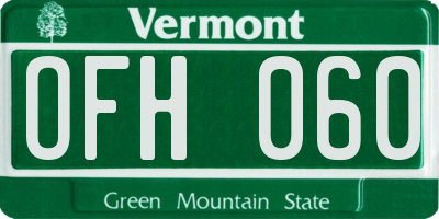 VT license plate OFH060