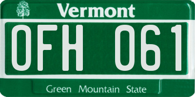 VT license plate OFH061