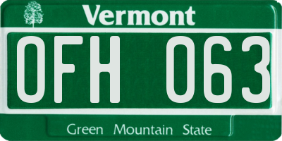 VT license plate OFH063
