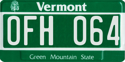 VT license plate OFH064