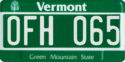VT license plate OFH065