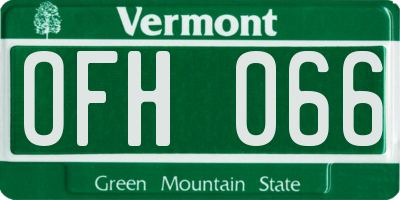 VT license plate OFH066