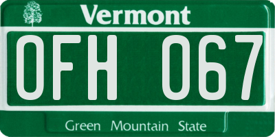 VT license plate OFH067