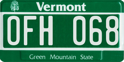 VT license plate OFH068