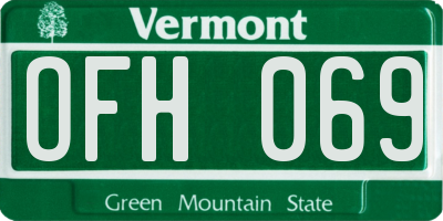 VT license plate OFH069