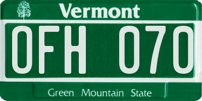 VT license plate OFH070