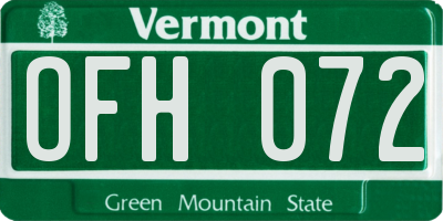 VT license plate OFH072