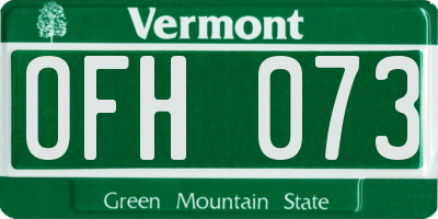 VT license plate OFH073
