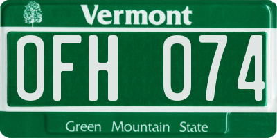 VT license plate OFH074