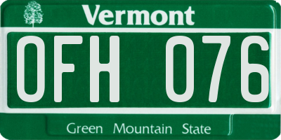VT license plate OFH076