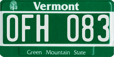 VT license plate OFH083