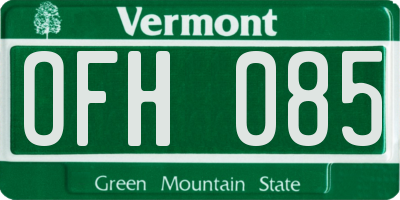 VT license plate OFH085