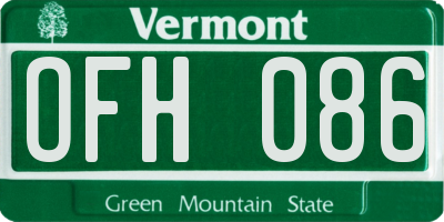 VT license plate OFH086