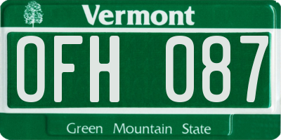 VT license plate OFH087