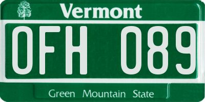 VT license plate OFH089