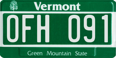 VT license plate OFH091