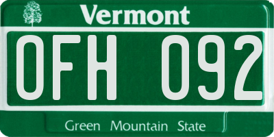 VT license plate OFH092