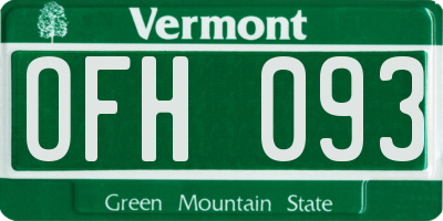 VT license plate OFH093