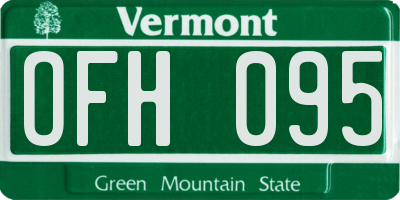 VT license plate OFH095