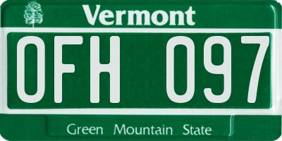 VT license plate OFH097