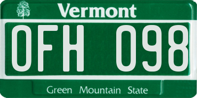 VT license plate OFH098