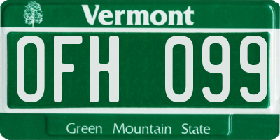 VT license plate OFH099
