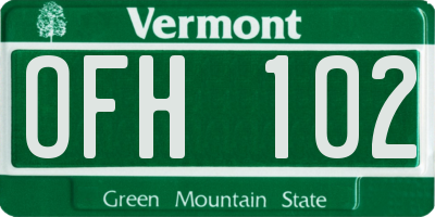 VT license plate OFH102