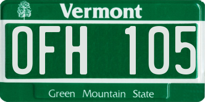 VT license plate OFH105