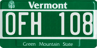 VT license plate OFH108