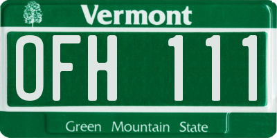 VT license plate OFH111