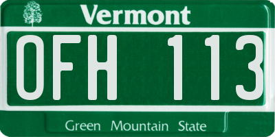 VT license plate OFH113