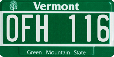 VT license plate OFH116