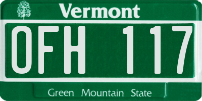VT license plate OFH117