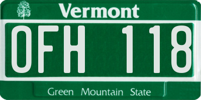 VT license plate OFH118