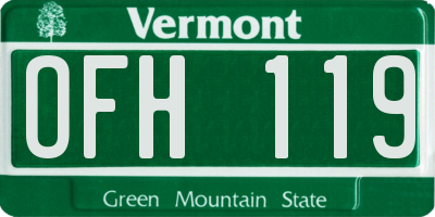 VT license plate OFH119