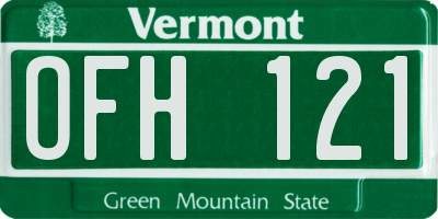 VT license plate OFH121