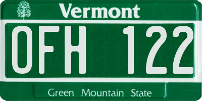 VT license plate OFH122
