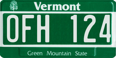 VT license plate OFH124