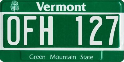 VT license plate OFH127