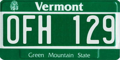 VT license plate OFH129