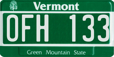 VT license plate OFH133