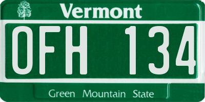 VT license plate OFH134