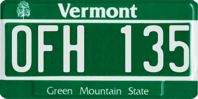 VT license plate OFH135