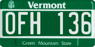 VT license plate OFH136