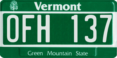 VT license plate OFH137