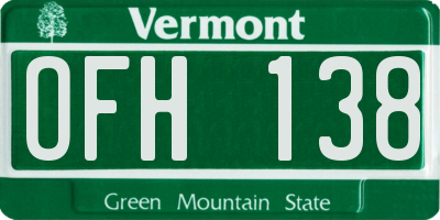 VT license plate OFH138
