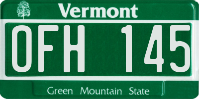 VT license plate OFH145